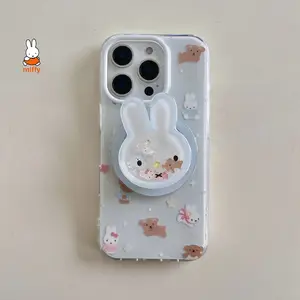 Miffy Kawaii Cartoon Mobile Phone Case Cute Rabbit Magnetic Holder Phone Case Suitable for Iphone16Promax151413
