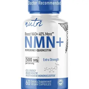 NMN Supplement 500mg NAD Supplement - Nutri Ultra High Absorption Stabilized NMN Nicotinamide Mononucleotide, 40% More NAD+ with Quercetin Phytosome & Black Pepper - mnm supplement (60 Capsules)