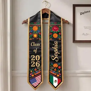 Personalized Mexican Graduation Stole for Graduation Ceremony - Custom Name Sash for Class of 2026