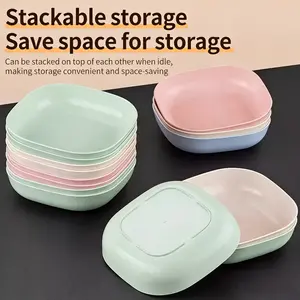 Set of 10 Square Stackable Dinner Plates Premium Durable Tableware for Home Kitchen Use Space-Saving Storage Solution