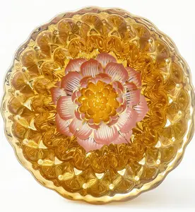 Imperial Golden Lotus Jian Zhan Decorative Plate