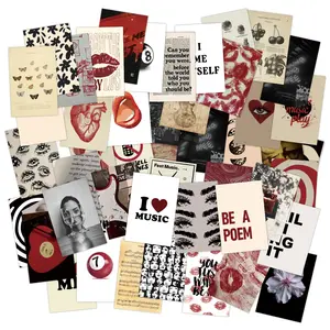 50 Deep Aesthetic Pictures, Vintage Rock Poster Wall Decor, Bedroom Retro Music Stickers, Fashionable Art Prints, Room Wall Mosaic Set, Wall Art Decoration, Unframed Art Print