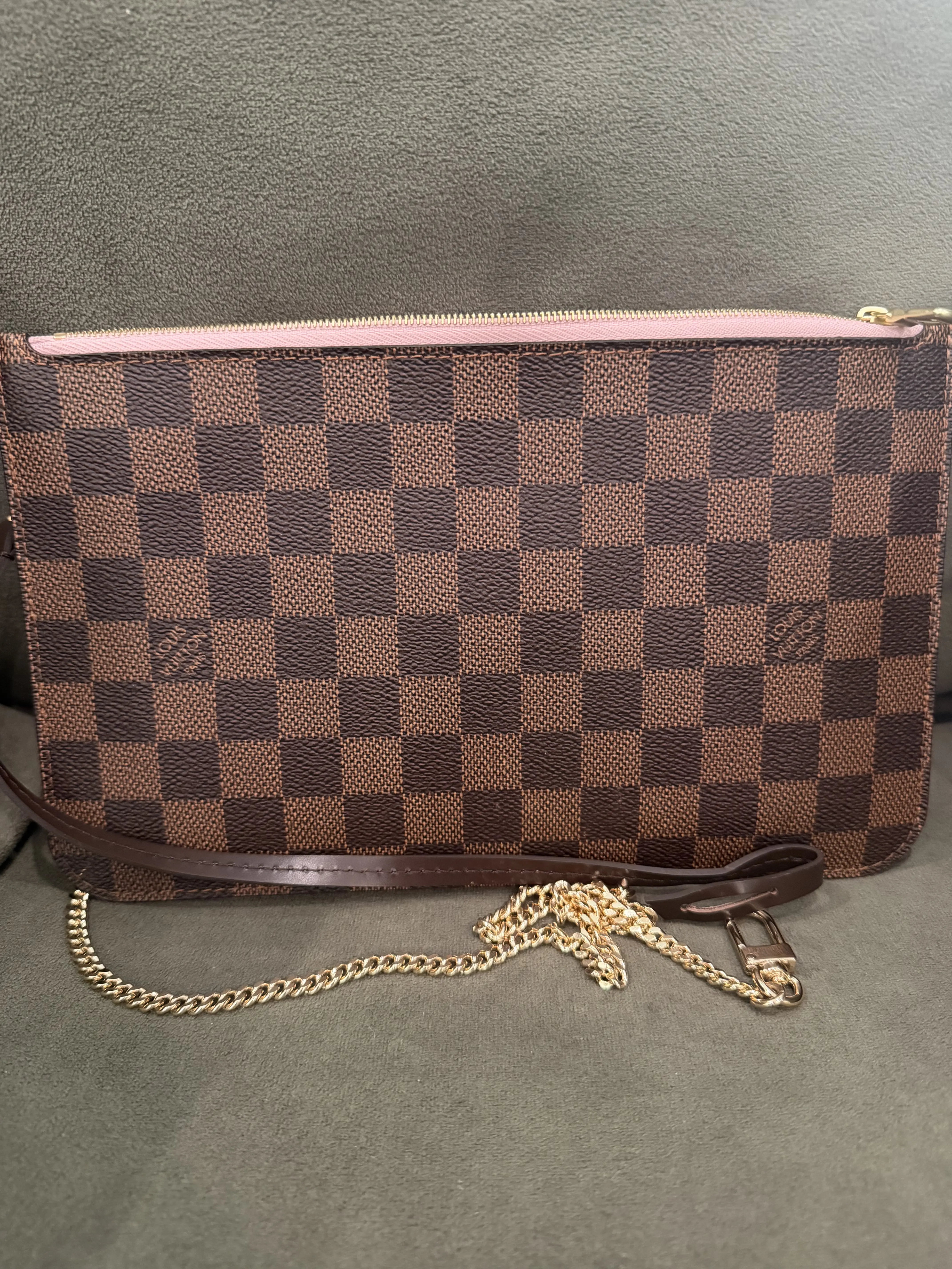 Pre-owned Louis Vuitton Canvas Clutches & Wristlets Damier Ebene Neverfull MM Pouch