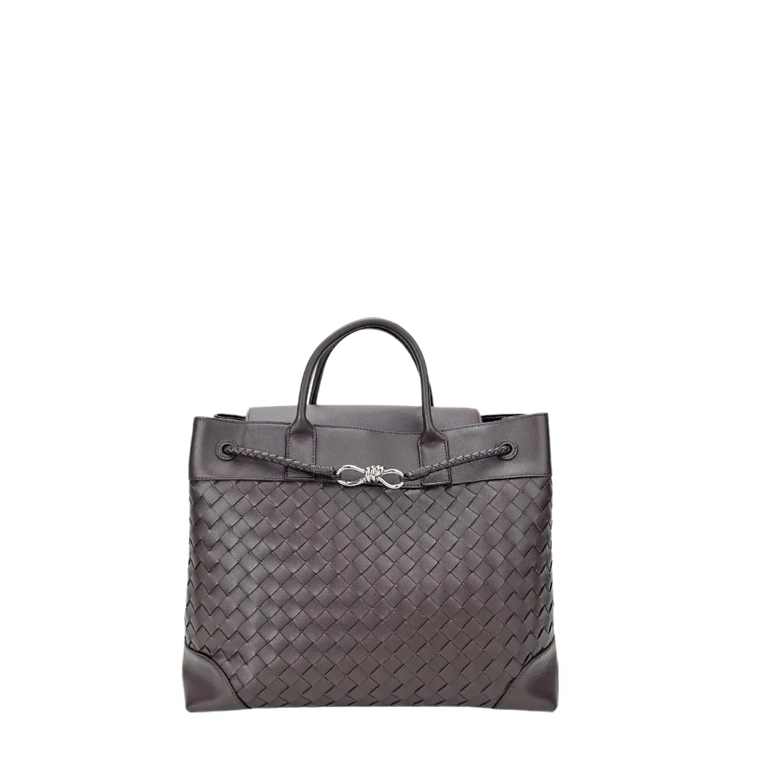 Women's Classic Woven Cowhide Handbag - Bowknot Hardware, Large-Capacity, Casual Handbags, Convertible Cowhide Shoulder-Crossbody Fashion Bag, Classic Leather Bag