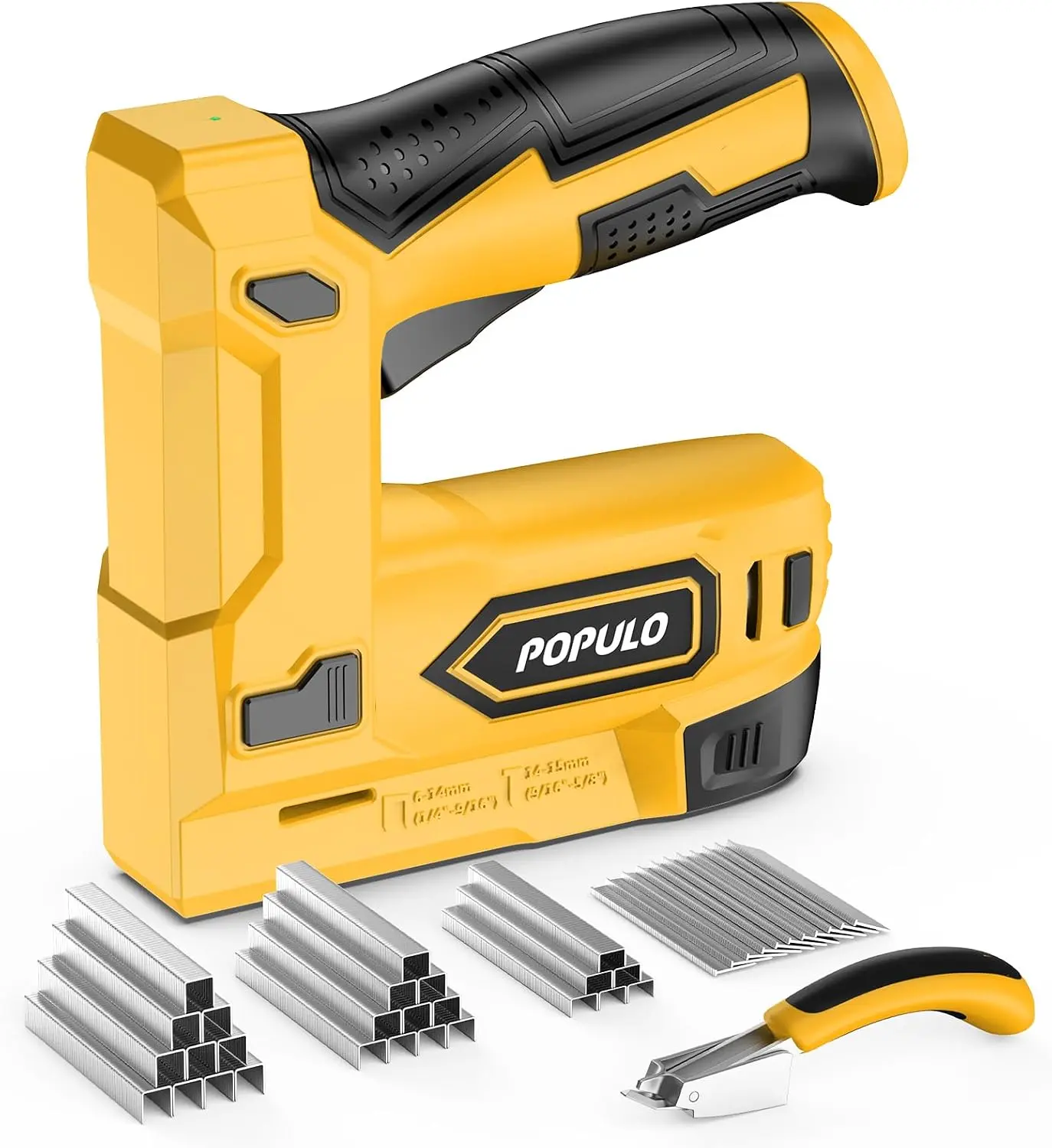 Electric Staple Gun, 4V Battery Powered Staple Gun, 2-in-1 Electric Stapler & Brad Nailer with 2600 &, USB-C for Upholstery, Wood, Crafts & DIY, Yellow