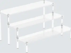Acrylic Display Risers, 3 Tier Perfume Organizer Stand, Clear Cupcake Stand Holder, Large Shelf Risers for Figures, Dessert Shelves for Party, Riser Stand for Decoration and Organizer