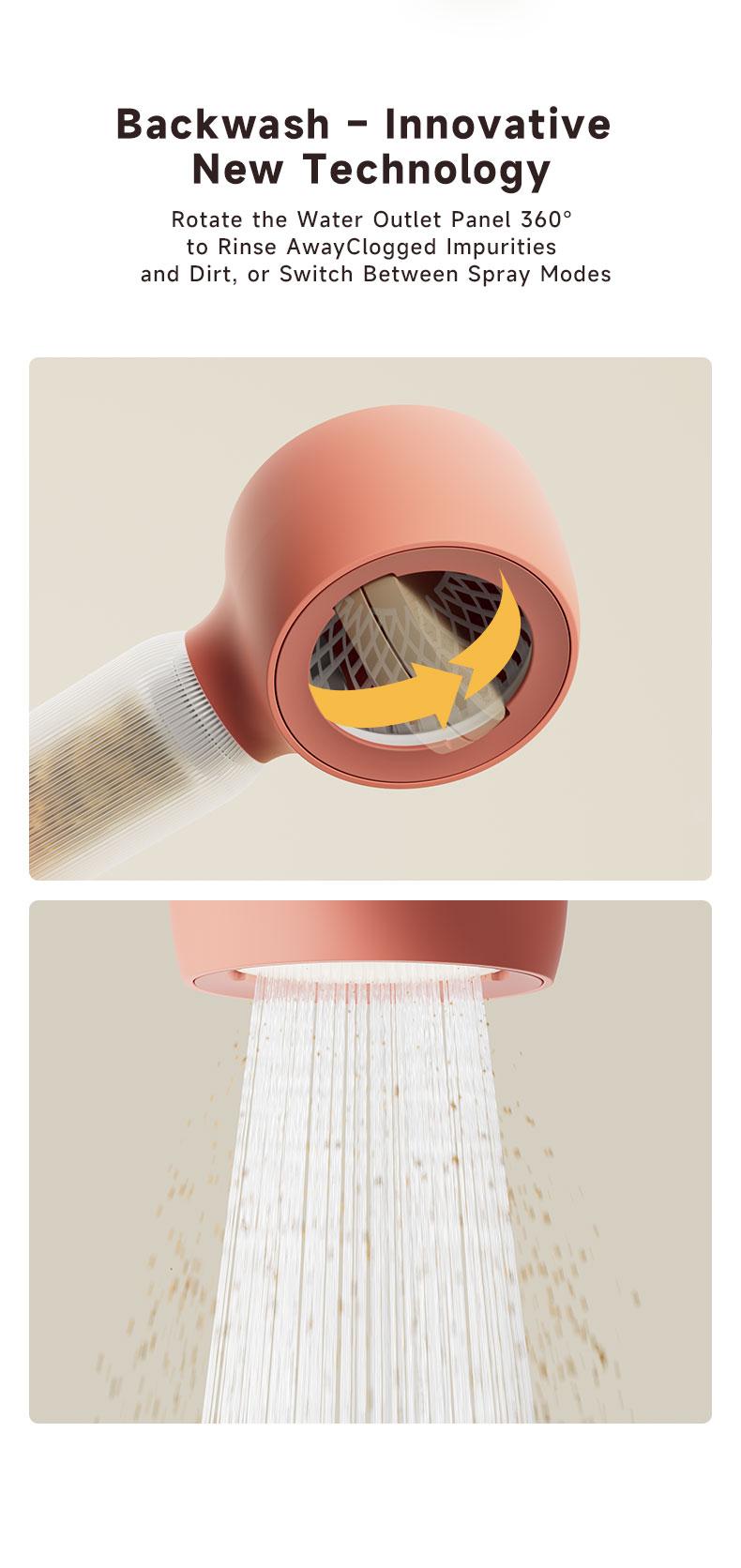 DayIn Filtered Shower Head with KDF + Calcium Sulfite, Reversible Anti-Clog Panel, Cloud-Like Gentle Spray & High Pressure Pulse, Universal Fit for Home & Travel