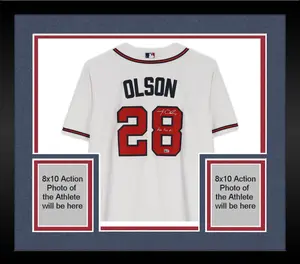 Framed Matt Olson Atlanta Braves Autographed White Nike Replica Jersey with "For The A!" Inscription - Fanatics Authentic Certified