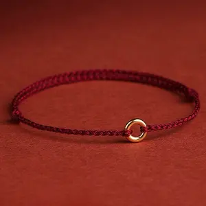 Hand Braided Circular Ring Adjustable Lucky Red Rope Bracelet Women Men Charms Bangles Anklet For Friend Lovers Blessing Gift