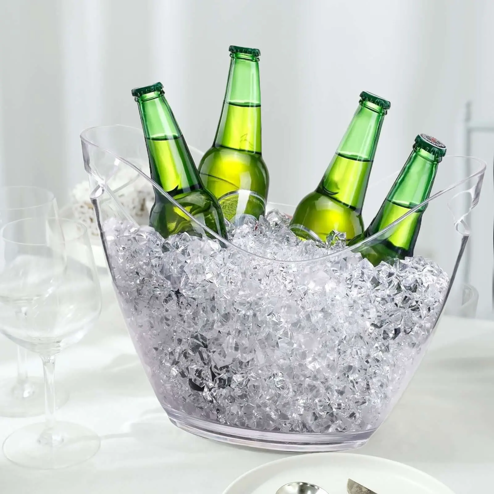 Plastic Ice and Drinks Bucket 7 Liter Clear Curved Boat Shape