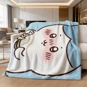 Japan Comics Cute C-Chiikawas Printed Blanket, Soft Cozy Picnic Throw for Home, Travel and Birthday Gift