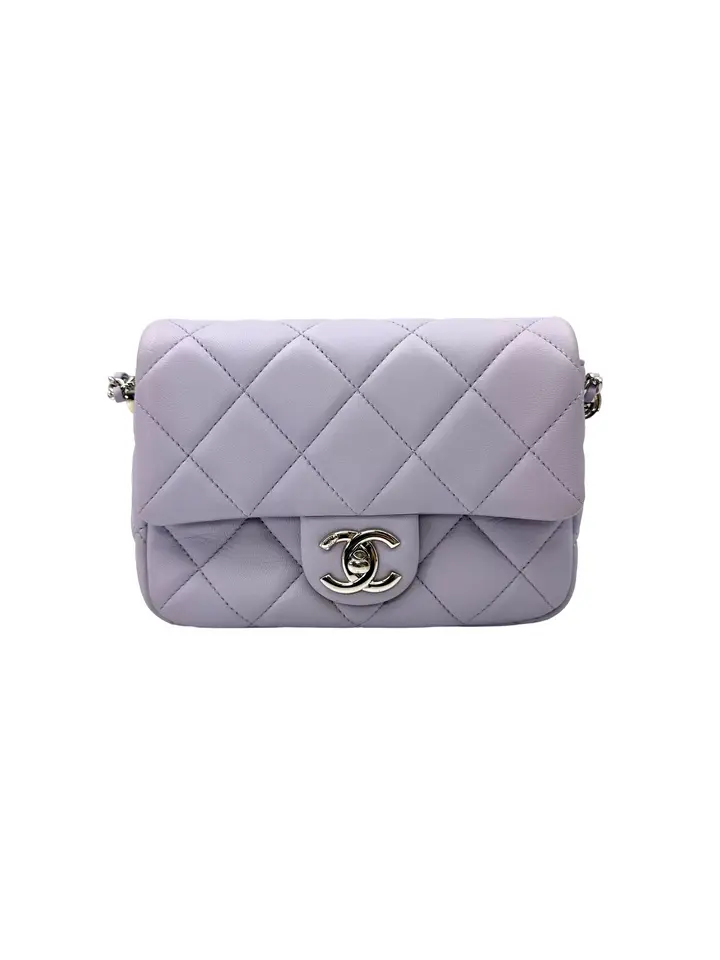 Pre-owned CHANEL leather Crossbody Bags 21K Iridescent Purple Quilted Chain Shoulder Bag(NN***A3) CC2204