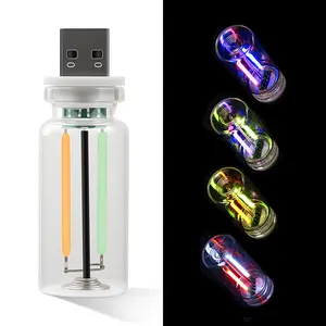 Two-color bedroom mood light，Touch Dimmable Bedroom USB Night Light，Plug-in USB Ambience Night Light，Dimmable  LED Bedroom Light，Suitable for bedroom, car, corridor, can be used as reading light, camping light, party light, stepless dimming portable light