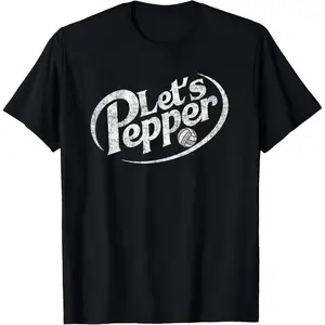 100%25 Cotton Unisex Volleyball Let's Pepper Practice Distressed Design Round Neck Short Sleeve T-Shirt Women's Men Graphic Tee