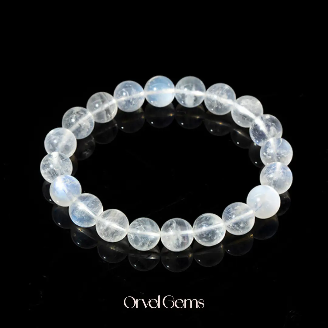 Radiant Rainbow Blue Moonstone Bracelet (4-12mm) | June Birthstone for Emotional Balance, New Beginnings & Inner Glow | Perfect Gift for Mom