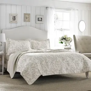 Gray Amberley Quilt Set (Full/Queen) - Laura Ashley