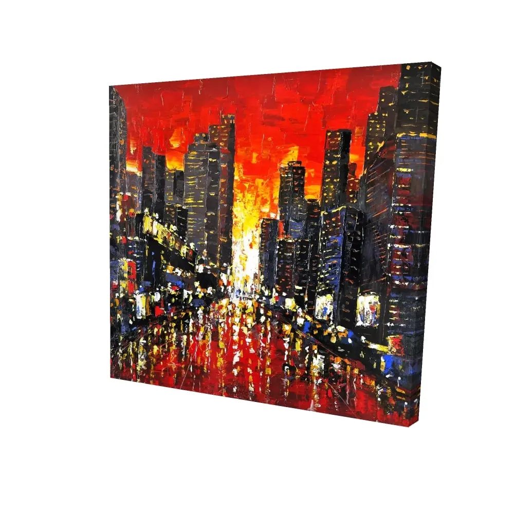 360 Stand 8x8 in. Abstract Sunset Urban Landscape Wall Print, Fade-Resistant Ink Artwork, Minimalist Bedroom Home Decor, Decoration, Artistic