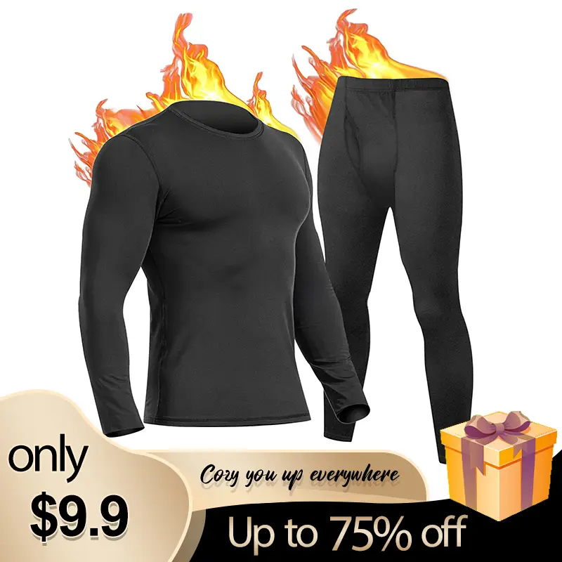 UNIQUEBLLA Long Johns Thermal Underwear Set for Men Thermal Base Layer Cold Weather Bottom Top,Casual Comfy Warm Underwear Set for Fall & Winter,Valen