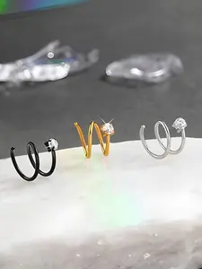 A Funky Copper Cubic Zirconia Nose Ring, Suitable for Women, Double Hoop Golden Nose Ring, Elegant And Cute Style, Perfect for Everyday Wear Or Gifting, Thanksgiving Accessory, Player Design, Durable Jewelry, Nose Stud, Nose Piercing Jewelry