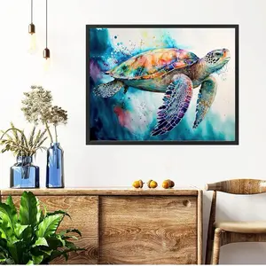 Paint by Number for Adults Canvas Sea Turtle - Painting by Numbers Adults' Beginner Craft Kits with 4 Brushes and Acrylic Paint(16X20 Inch)