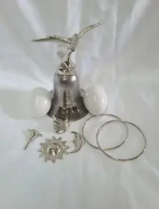 Herramientas/Tools de Obatala con Campana/Bell y 2 Huevos de marmol/Eggs marble Pendant Earrings Set