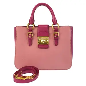 Pre-owned miu miu Calfskin Shoulder Bags MIUMIU Madras Leather 2way Bag