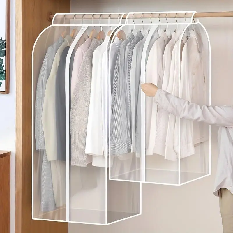 Extra Large Clear Hanging Garment Bag, Dustproof PVC Clothes Storage Cover with Zipper, Transparent Closet Organizer for Coats, Suits, Dresses & Seasonal Clothing