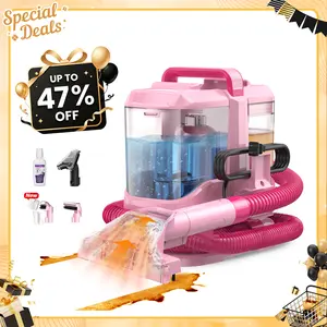 [DealsForYouDays] Upholstery Carpet Vacuum Cleaner, 18KPa Suction Spot Cleaning Machine for Pet Stains, Carpets, Sofa, Car Seats, Mattress, with 3 Multipurpose Cleaning Tools, 6'' Deep Cleaning Brush | Portable 3-in-1 Little Pink C9S pet lovers