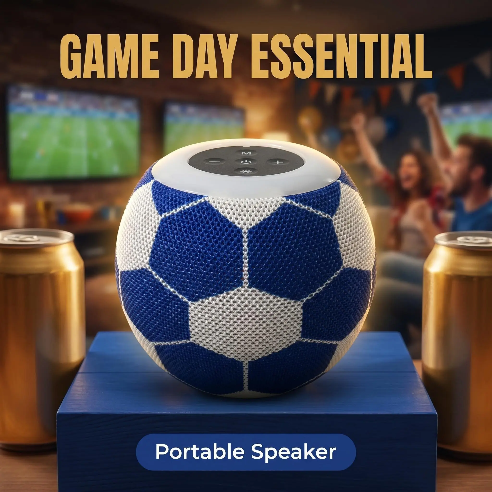 Soccer Ball Bluetooth Speaker with LED Party Lights, Portable Speaker with TWS Stereo, Type-C Rechargeable Speaker for Home Party, Outdoor