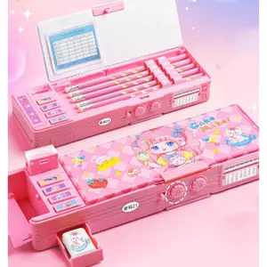 Pop up Multifunction Pencil Case for Kids, kawaii Pen Box Bag Pencil Holder for School Students,Cute Pencil box for Girls and Boys with Sharpener,Password Lock, Schedule, Whiteboard (Pink3)