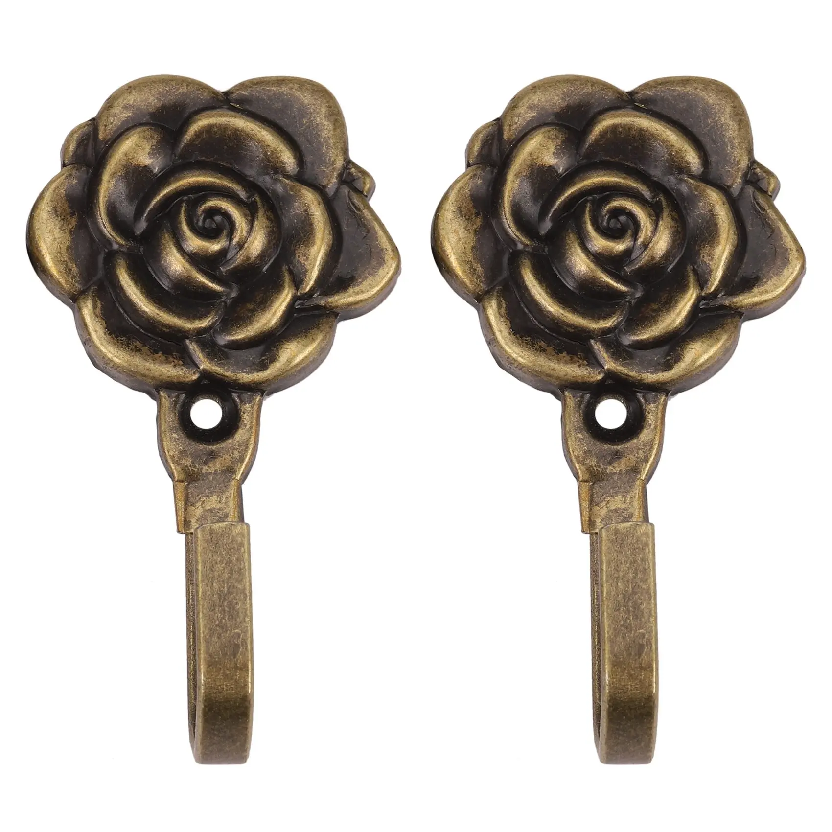 2Pcs Metal Rose Flower Curtain Tie Back Tieback Holders Wall Hooks Decor Wall Hanging Fastener Wall Mounted Hanger