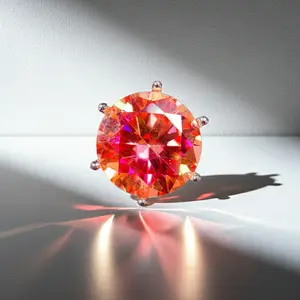 5CT VVS1 Round Brilliant Cut Red Moissanite Ring