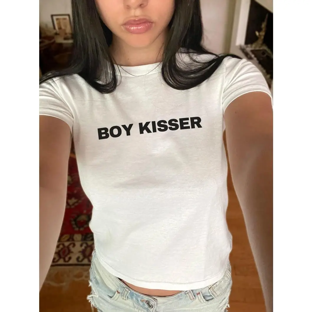 Boy Kisser Baby Tee Funny Pride Shirt Trendy Shirt LGBTQ Gifts For Her Lesbian Femme Shirt Bisexual Gay Top Twink Shirt