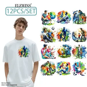 12 Sheets Football Father's Day Heat Transfer Vinyl HTV Gold Foil DTF for Tshirt Hoodie Jeans Backpack Pillow Machine Washable Iron on Transfer for Men Women