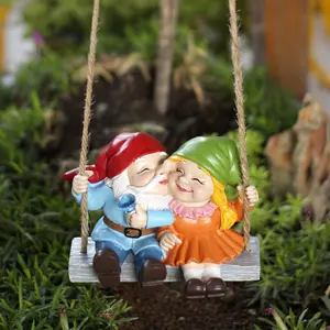 Couple Dwarf Swing Pendant, Sweet Resin Statue, Perfect Hanging Decoration, Home Decor Ornament, Valentine's Day, Mother's Day, Spring Festival, Party Decor, Decorative Hanging Ornaments, Festive Home Decoration