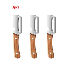 Premium Vegetable Peeler with Wooden Handle and Bottle Opener Stainless Steel Blade Kitchen Tool for Fruit Apple Potato Pumpkin Papaya Zucchini