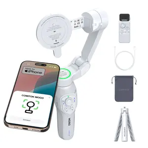 COMITOK MOGO Gimbal Stabilizer Only For iPhone, Adjustable 360 Degree Ai Tracking By Native Camera, Portable Magnetic Cellphone Gimbal For Video Recording And Filming, Vlogging Kit, Tripod Remote, Selfie Accessories, Tech Gimbal
