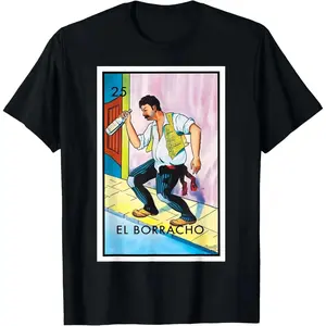 100% cotton El Tomador Card Mexican Lottery Card T-Shirt,Unisex Crewneck T-shirt for Men And Women.