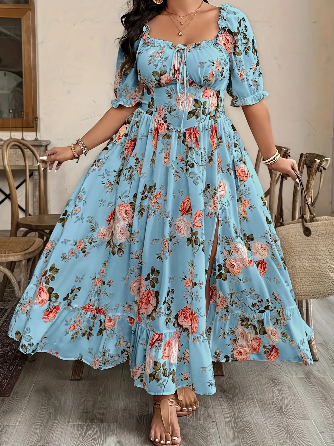 Women's Casual Elegant Floral Print Woven Dress, Loose-Fitting Boho Style  Dress for Spring & Summer, Perfect for Daily Wear & Leisure Activities -  TikTok Shop