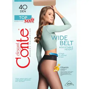 Conte Women's Lady 40 Den Soft T-Top Cotton Tights - Low Waist, Smooth, Adjustable, Sheer-to-Waist, Vitamin E-Infused, Everyday Elegance, Perfect Fit (14C-37SP)