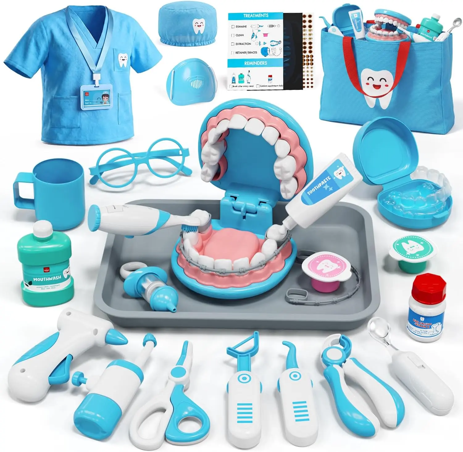 Castle Doctor Kit for Toddlers 3-5, Kids Dentist Play Set, Toys for 4+ Year Old Girls Boys, Pretend Play for Toddlers 2-4, Kids Doctor Playset, Medical Kits for Boys 3+
