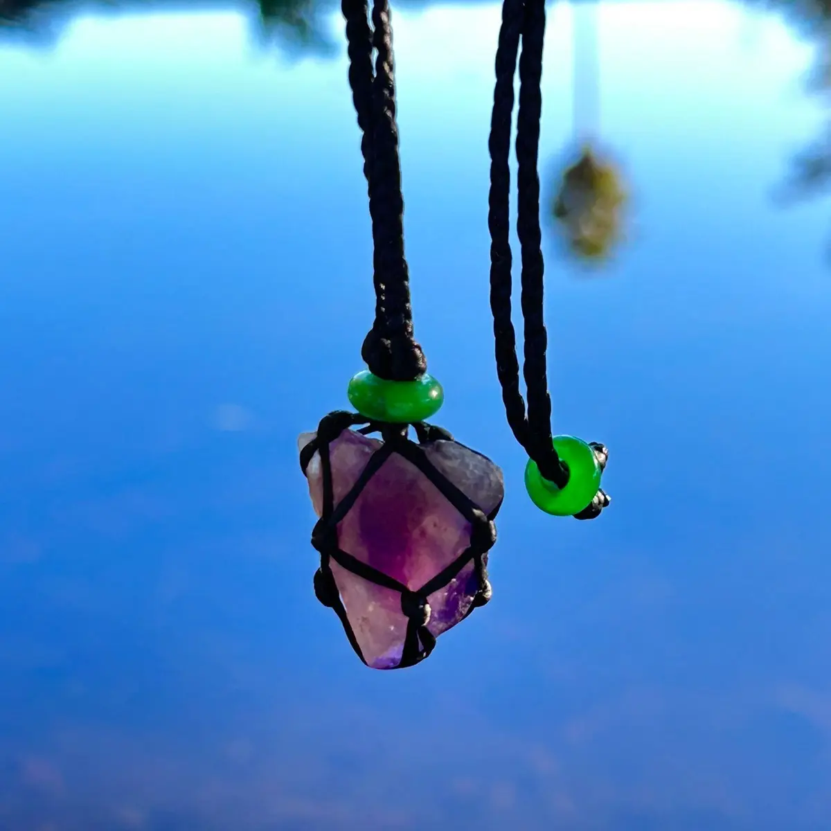 Raw Amethyst and Fluorite Bead Necklace - Handmade Jewelry for Stress and Anxiety Relief