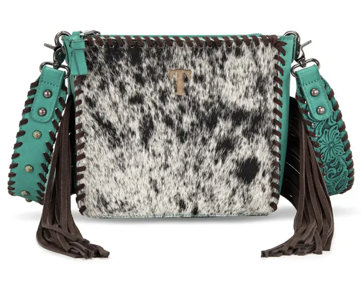 TRINITY RANCH COWHIDE FRINGE CROSSBODY BAG