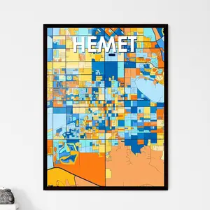 Hemet California Art Map Poster Vibrant Wall Decor Unique Gift For Home Interior Design Enthusiasts