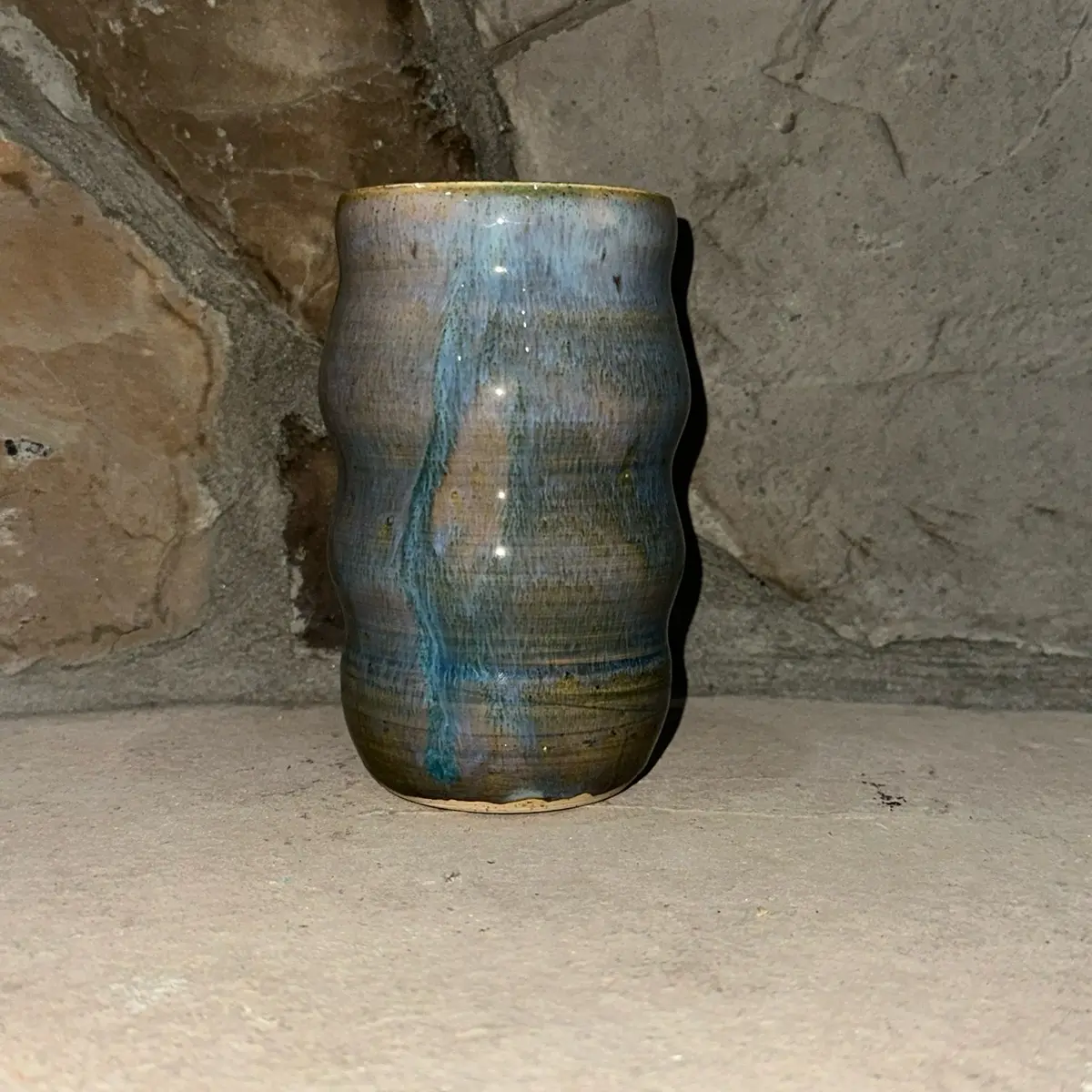 Tall Bubble Vase in Smokey Blue - Elegant Home Decor Piece