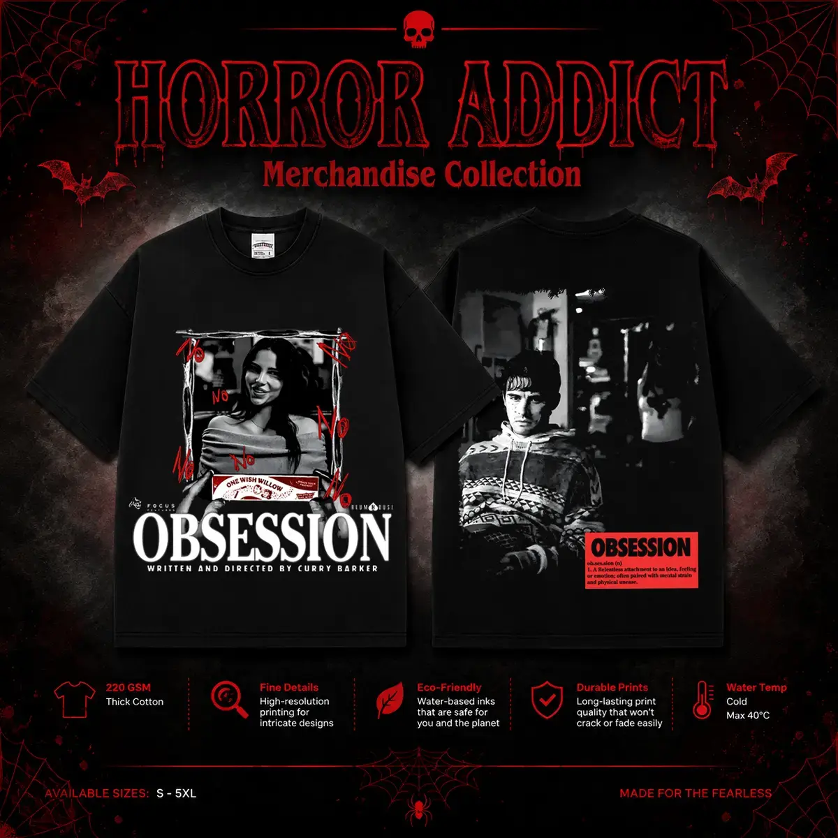 HORROR ADDICT Obsession One Wish Willow Gildan Unisex T-Shirt, Sweatshirt & Hoodie, Premium Cotton Psychological Horror Movie Shirt, Vintage Thriller Graphic Tee, Gothic Horror Film Fan Gift