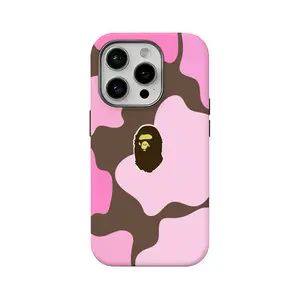Cartoon BAPE pattern double-layer film phone case, suitable for iPhone 17, 16, 15, 14, 13, 12, simple color scheme, lightweight and scratch-resistant phone case.