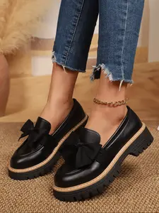Women's Fashion Flat Loafers with Elegant Butterfly Knots, Thick Sole Design, Casual Spring & Fall Shoes, Perfect for Streetwear and Daily Wear