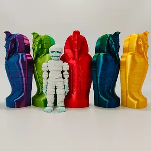 [Mummy Gift Box] Spooky Cute Mummy Gift Box - Polyester Mummy Figure with Red Hood, Perfect for Halloween, Easter, Birthday, Anniversary, and More, Festive Gift Box with Colorful Candy and Treats, Festive Gift Box | Playful Design | Detaile