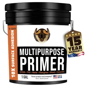 Multi-Purpose Primer - Gray, 1 Gallon Covers up to 250 Sq Ft| Liquid Rubber Deck Coating - Elastomeric Roof Coating - Water-Based, High-Adhesion Bonding Primer for Concrete, Metal, , TPO